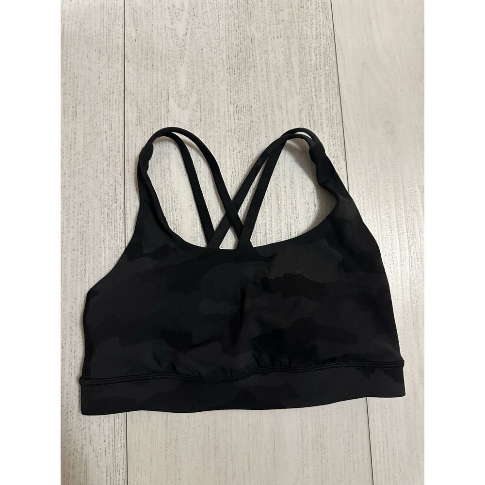 Lululemon Energy‎ Bra *Medium Support, B–D Cup Heritage 365 Camo Deep Coal Sz 4